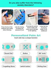 1pc减压魔环指尖减压神器抵抗烦躁焦虑缓解多动症骰子青少年上课无聊打发时间魔方成人无限发泄手指休闲玩具 - 彩色 - 查看 5