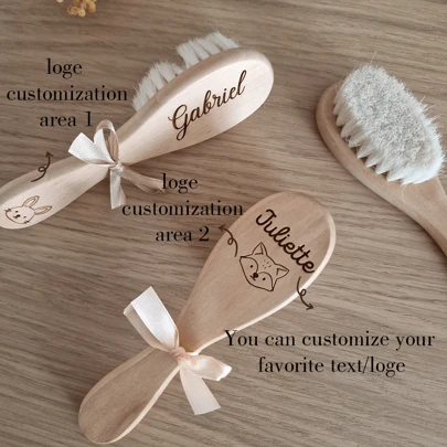 Set de cuidado personalizado para bebé | Regalo único para recién nacido | Regalo para baby shower | Cepillo de lana para bebé | Regalo para niña | Regalo para ella. 1 pieza. Multifuncional, compacto, reutilizable. Exquisito, cómodo, elegante, de alta calidad, vintage, personalizado. Regalos únicos e ideales para él, ella, novio, novia, papá, mamá, familia, amigos y calendario festivo.