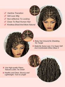 女士编织假发 9x6 双蕾丝前编织假发 非洲辫子 带婴儿头发 编织合成蕾丝前辫子假发 - 彩色 - 查看 9