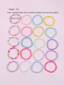 20pcs/Set Colorful Beaded Bracelets For Girls, Suitable For Parties, Holidays And Birthday Gifts