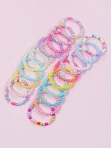 20pcs/Set Colorful Beaded Bracelets For Girls, Suitable For Parties, Holidays And Birthday Gifts