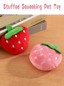 1pc Pet Sound Emitting Toy, Strawberry Design In Pink Or Red