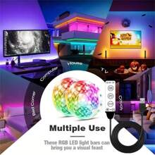 1 套 1m、2m、3m、4m、5m LED 3 键控制器 RGB 灯带，USB 供电 IP20 不防水灯带，DC5V 5050 RGB SMD 灯，30 灯/米，适用于家居装饰客厅卧室电视背景