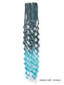 24 Inch Wavy Synthetic Dreadlocks, Curly Ends, Double-Ended Dreadlock Extensions, 5-Strand Synthetic Dreadlocks Extensions, Handmade Curly Bohemian Style Dreadlocks, Hippie Dreadlocks, Suitable For Daily Wear, Parties, Christmas, New Year, Carnival, Music Festivals (5-Strand Curly/Pack) - Multicolor - View 2