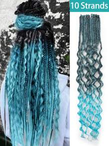 24 Inch Wavy Synthetic Dreadlocks, Curly Ends, Double-Ended Dreadlock Extensions, 5-Strand Synthetic Dreadlocks Extensions, Handmade Curly Bohemian Style Dreadlocks, Hippie Dreadlocks, Suitable For Daily Wear, Parties, Christmas, New Year, Carnival, Music Festivals (5-Strand Curly/Pack) - Multicolor - View 3