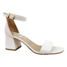 Sandalias Tacón Bajo Grueso Pulsera Y Correa Gladiador 2 En1 - Blanco - Ver 2