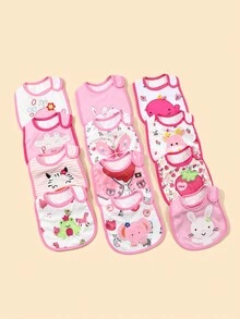 6 piezas Baberos para bebés con diseños estampados y bordados, baberos para la baba de bebés - Multicolor - Ver 5