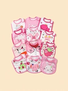 6 piezas Baberos para bebés con diseños estampados y bordados, baberos para la baba de bebés - Multicolor - Ver 4