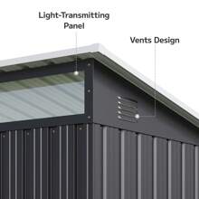 Asofer 6'x4' Outdoor Storage Shed Metal Garden Shed With Sliding Lockable Doors, Versatile Tool Bike Shed With Transparent Panel Windows, Outdoor Storage  For Backyard, Patio - 黑色 - 查看 7