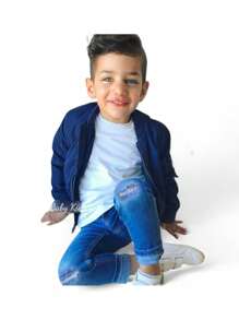 Boys' Ripped Destroyed Jeans With Elastane And Waist Adjuster - 藍色 - 查看 3