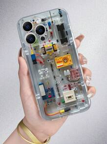 1 件创意科技图案时尚个性化风格保护透明软壳，兼容 Apple，兼容三星 - 适合送给家人、朋友、自己、情侣的礼物 - 彩色 - 查看 4