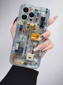 1 件创意科技图案时尚个性化风格保护透明软壳，兼容 Apple，兼容三星 - 适合送给家人、朋友、自己、情侣的礼物 - 彩色 - 查看 3