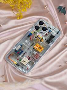 1 件创意科技图案时尚个性化风格保护透明软壳，兼容 Apple，兼容三星 - 适合送给家人、朋友、自己、情侣的礼物 - 彩色 - 查看 2