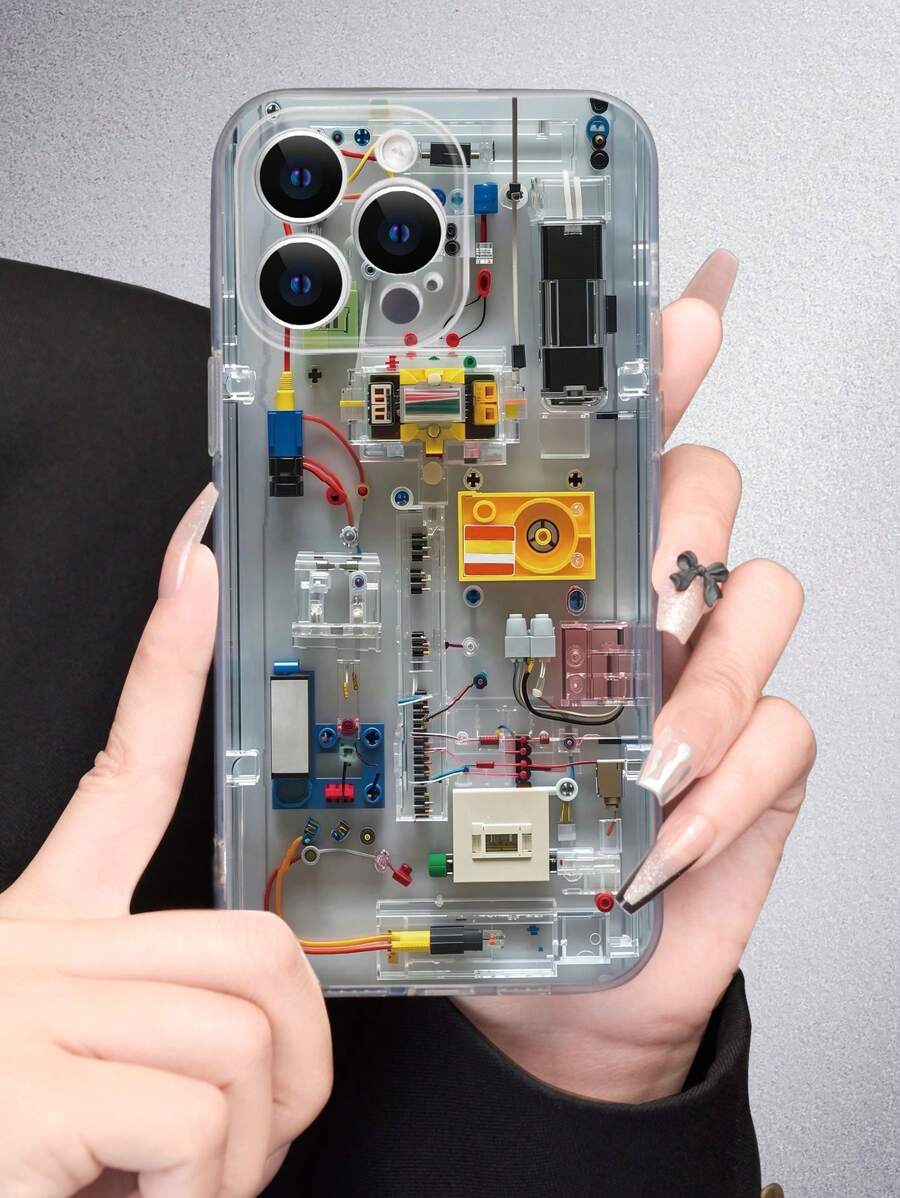 1 件创意科技图案时尚个性化风格保护透明软壳，兼容 Apple，兼容三星 - 适合送给家人、朋友、自己、情侣的礼物 - 彩色 - 查看 1