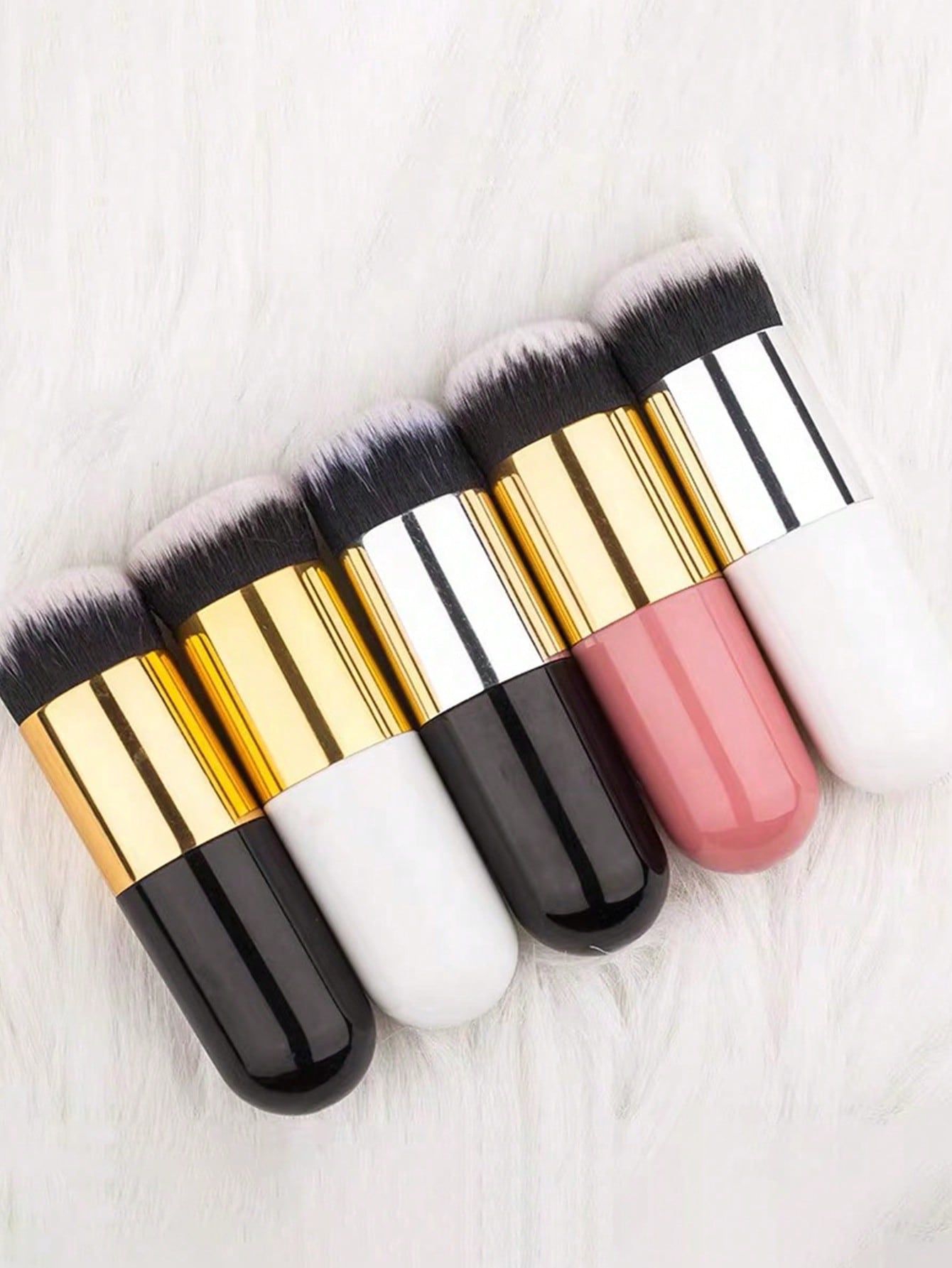 فرشاة أساس للمكياج وأحمر الخدود لبشرة طبيعية، شعير...