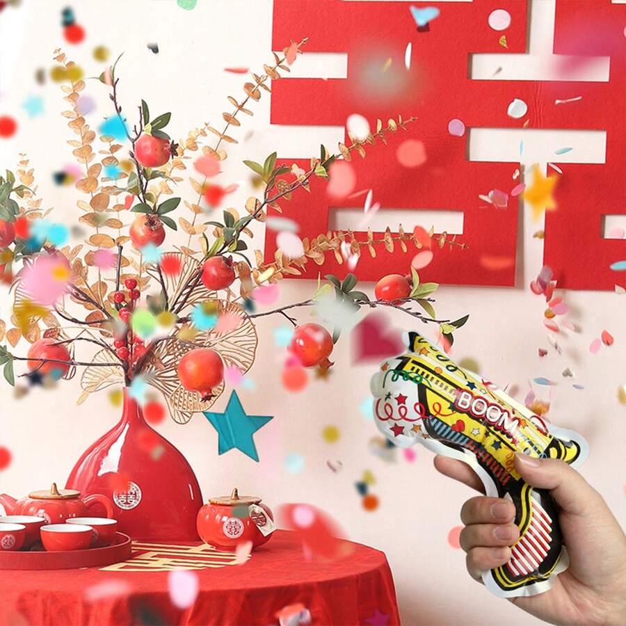 12pcs Hand-Held Confetti Popper Inflatable Air Balloon Gun Party Atmosphere Props Wedding Celebration Sprays - Multicolor - View 1