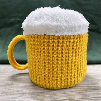 Funny Beer Mug Style Knitted Beanie Unisex, Plain Color Novelty Party Halloween Warm Hat, Outdoor Street Fashion Ski Cap