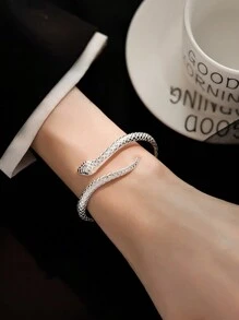 1 pieza Brazalete de moda personalizado con diseño de serpiente encrusted con cristal poderoso, ajustable, apto para uso diario, salidas y fotografía, regalo significativo para mejores amigos