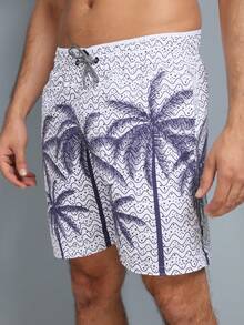 Short Tactel Thick Men's Mauricinho Adult Surf Beach Pool Quick Dry Gym Bermuda Summer - 藍白色 - 查看 1