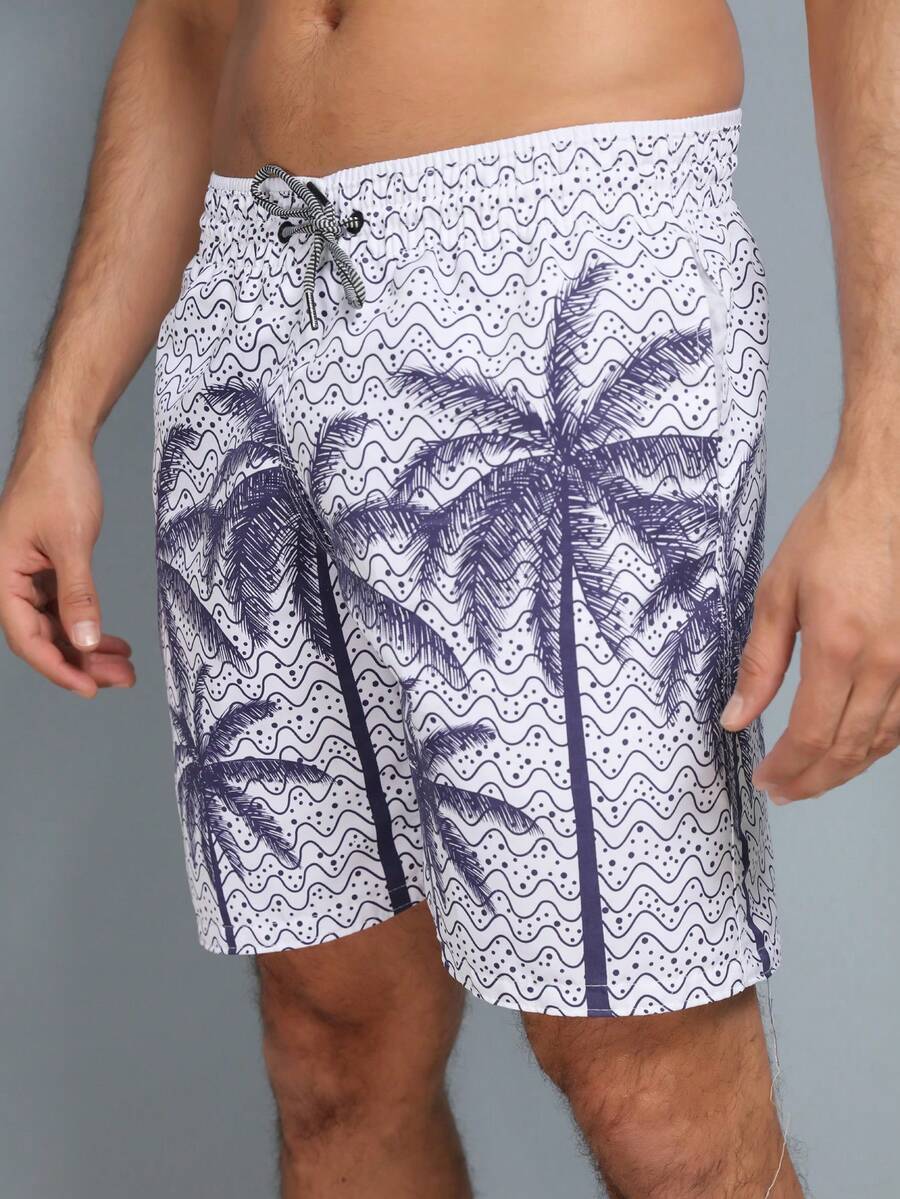 Short Tactel Thick Men's Mauricinho Adult Surf Beach Pool Quick Dry Gym Bermuda Summer - 藍白色 - 查看 1