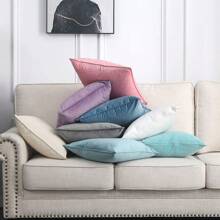 2pcs Nordic Style Solid Color Flannel Fringed Pillow Covers (Pillow Insert Not Included), Square Cushion Covers, Holiday Home Decorative Pillows, Soft & Comfortable Linen-Like Fabric, Modern Decor For Sofa, Bedroom, Dorm - White - View 7