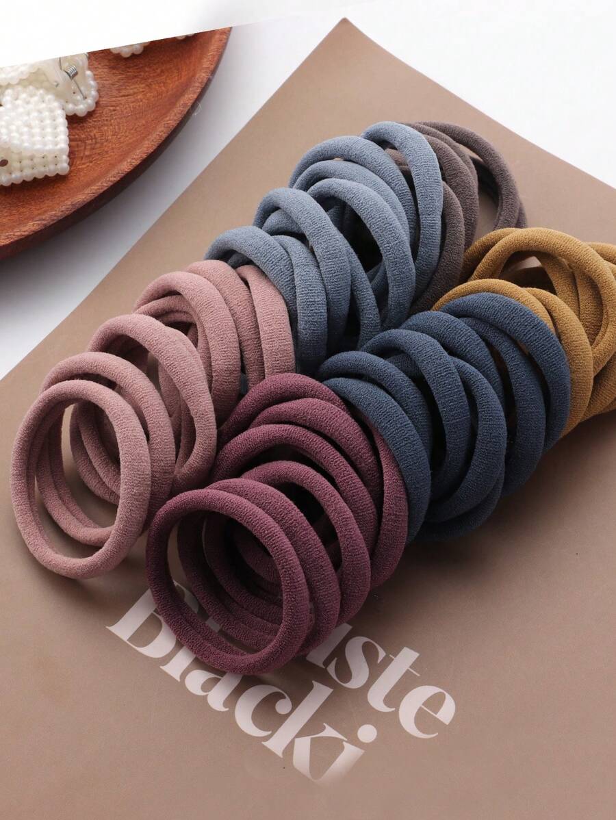 50pcs Minimalist & Practical Hair Scrunchies, Daily Home Hair Accessories Suitable For Girls Back To School Season - Multicolor - View 1
