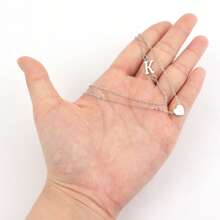 2Pcs/Set Classic Stainless Steel Heart Initial Pendant Chain Layered Necklaces For Women
