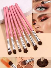 7pcs Horse Hair Eye Makeup Brush Set, Complete Eye Shadow, Nose Contour Brushes - Multicolor - View 11