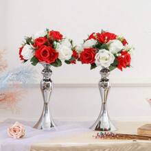 6pcs Artificial Flowers Silk Rose Flowers For Wedding Centerpiece Party Birthday Anniversary Floral Arrangement Decorations - 6件-紅色 - 查看 4