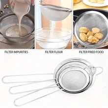 Stainless Steel Fine Mesh Strainers, Small, Medium, And Large Sizes With Sturdy Handle And Hook, Perfect For Coffee Filter Spoon, Sifting Spoon, Flour Sieve - Essential Kitchen Tools