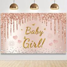 1pc Rose Gold Pink Backdrop, Sweet Party Photography Background Decor - Multicolor - View 5