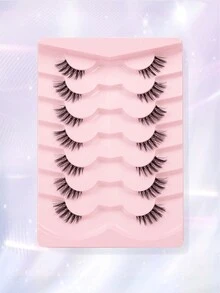 7 Pairs Half Lashes Natural Look With Clear Band Wispy Fluffy Cat Eye Look Natural Short Accent Lashes End Lashes Corner Eyelashes 3/4 Lashes Reusable Lashes Pack - Natural Lashes - View 2