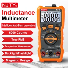 NJTY 1pc NJTY T21 Series Digital Multimeter, 6000 Counts, Auto-Ranging, With Stand, Magnetic Design, True , Backlit Display, Measures Voltage, Current, Capacitance, NCV, Duty Cycle, 600μH-60H Inductance And Frequency