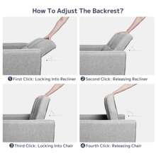 3 In 1 Adjustable Sleeper Sofa Chair Bed With Storage Pocket, Convertible Pull Out  Sleeper Bed , Adjustable Backrest ,Modern Soft Fabric Muebles Para Sala Furniture For Living Room ,BedroomApartment,Office,Grey - 淺灰色 - 查看 8