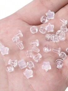 beadia 100 个带背垫的耳塞 - 牢固的下垂耳朵支撑 - 透明软橡胶耳塞 - 耐用舒适的设计 - 多种款式和尺寸