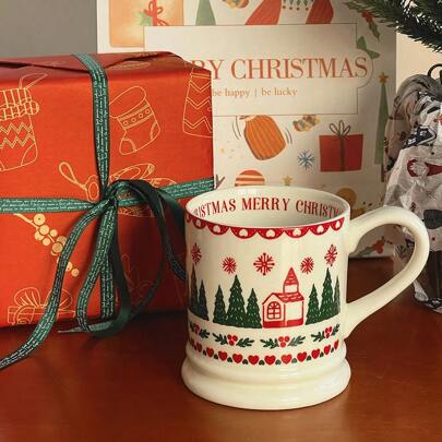 Christmas Ceramic Coffee Mug, Elegant Household Water Cup - Festive Home Decor And Back To School Gift