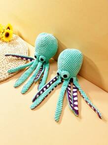 1 件宠物章鱼毛绒玩具，带声音和吱吱声，适合狗和猫的互动咀嚼玩具，由柔软的灯芯绒材料制成 - 薄荷綠 - 查看 14