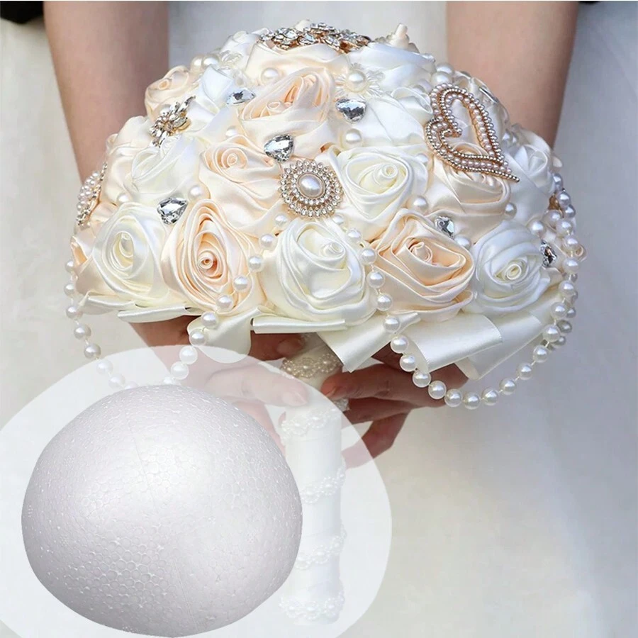 1 pieza/2 piezas Semi-esfera de espuma sólida blanca, en forma de corazón blanco, para arreglos florales DIY, insectos DIY, modelos de planetas DIY, decoración de bodas, ramos de novia, moldes de pasteles, flores decorativas de hotel hechas a mano, mejores regalos - Multicolor - Ver 1