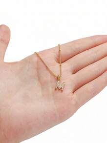 女士首字母吊坠项链，不锈钢简约字母项链，时尚派对珠宝 - 金色 - 查看 2