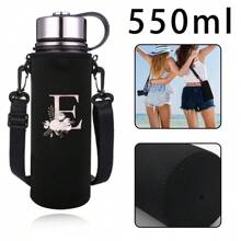 1个粉色花卉字母印花保温水瓶套，适用于550ml/750ml/1000ml/1500ml水瓶，采用防水尼龙材质，配有可调节束带，适合徒步旅行、露营和运动。 - 黑色 - 查看 26