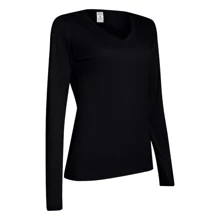 Kit 2 Women's V-Neck Ribbed Blouses With Elastane - 黑色,芥末黃 - 查看 2