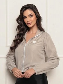 Women's Microfiber Cropped Jacket Water Resistant And UV Protection - Versatility Comfort Style - Khaki - View 5