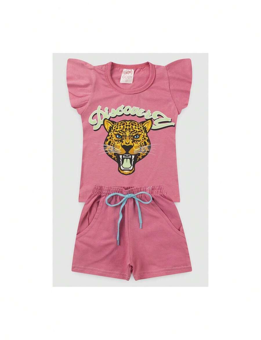 Discovery Green Tiger Girl Children's Set - Màu hồng gỉ - Xem 1