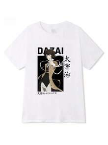 Anime Dazai T-Shirt Unisex 100% Cotton Streetwear Launch Shipping Various Colors!! - trắng - Xem 2