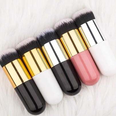 1支粉底腮红刷，适合中性肌肤，无香聚酯纤维刷毛，ABS塑料手柄，多功能面部掌刷，可用于腮红、高光等多种用途，化妆工具齐全。产品包括粉底刷、遮瑕刷、腮红刷、修容刷、古铜粉刷、散粉刷等。赠品。