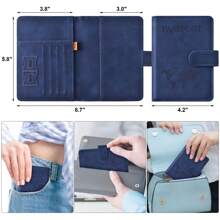 حامل جواز سفر مخصص الاسم قطعة واحدة للضروريات السفر، غطاء محفظة جواز السفر للملحقات الضرورية للسفر، حامل دفتر جواز السفر للنساء والرجال - بني - مشاهدة 6