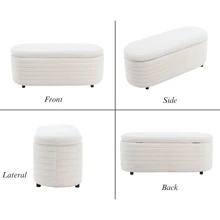 WAHSON OFFICE CHAIRS 1 قطعة مقعد تخزين من الفرو الاصطناعي واتسون قابل للطي، سعة تخزين 120 لتر، مقعد أحذية، أريكة غرفة نوم للمدخل/غرفة المعيشة/غرفة النوم، أسود\بيج - بيج - مشاهدة 8