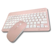 Conjunto Teclado Com Mouse Bluetooth Sem Fio Coloridos Wireless - ROSA - Visão 2