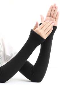 Zhenyanyouyun 1 双女士保暖羊毛臂套，男女通用超长袖保护套，适合驾驶、秋冬季防寒手套