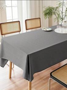 1pc Rectangular Solid Color Linen Tablecloth, Waterproof & Stain Resistant, Suitable For Kitchen, Dining Room, Coffee Table, Restaurants, Weddings, Gatherings, Birthday Parties